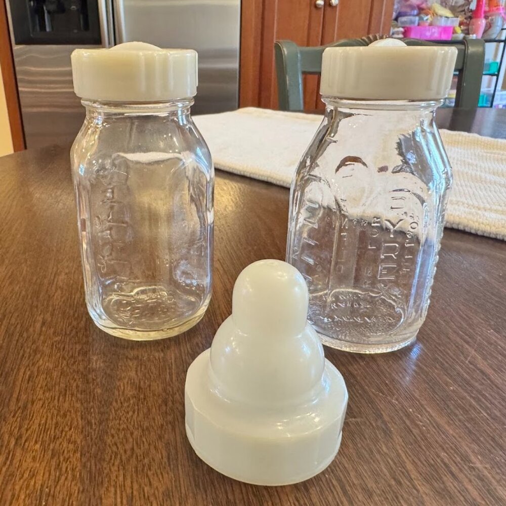Vintage Evenflo/Pyrex Glass Baby Bottles Set of 2- 4OZ.
